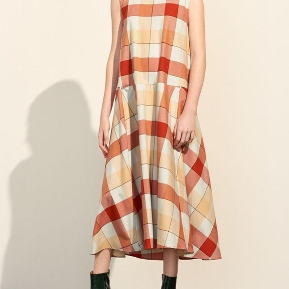 Kowtow Dresses & Skirts - Kowtow Theatre Midi Dress Women's Size XL Plaid Reversible 100% Organic Cotton